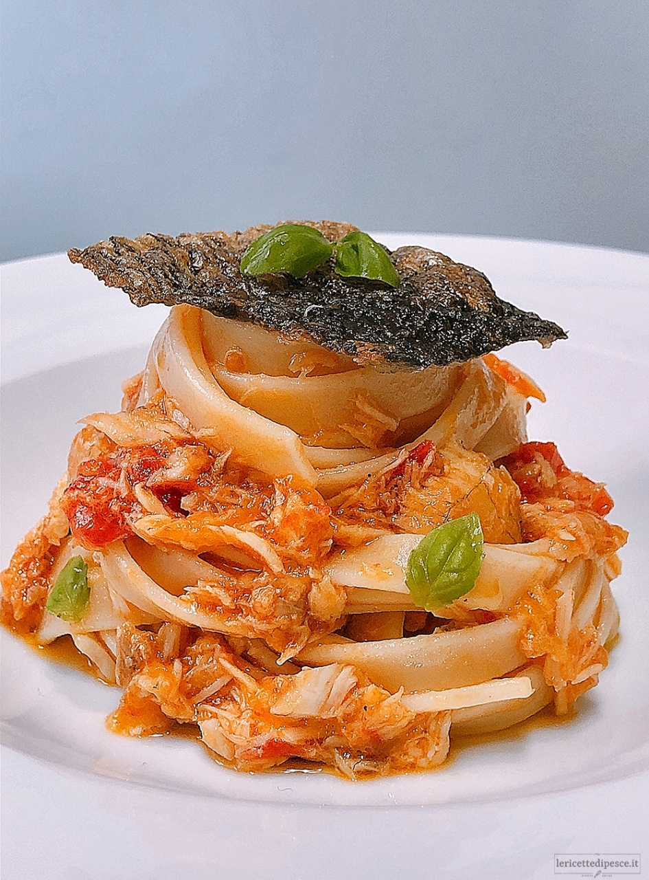 Fettuccine al ragù di lombrina e salsa di pomodorini gialli