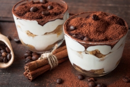 Tiramisu in a glass cup