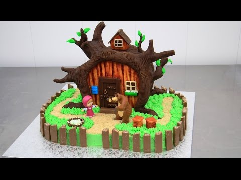 MASHA and the Bear Chocolate Cake - Decorating with Modeling Chocolate by CakesStepbyStep